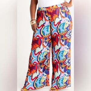 NWT Ashley Stewart pleated Women’s wide leg printed pant size 26/28